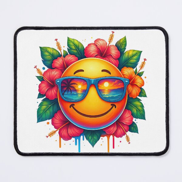 Item preview, Smiling Sun with Tropical Flowers and Sunset Reflection designed and sold by ArtfulWeave.