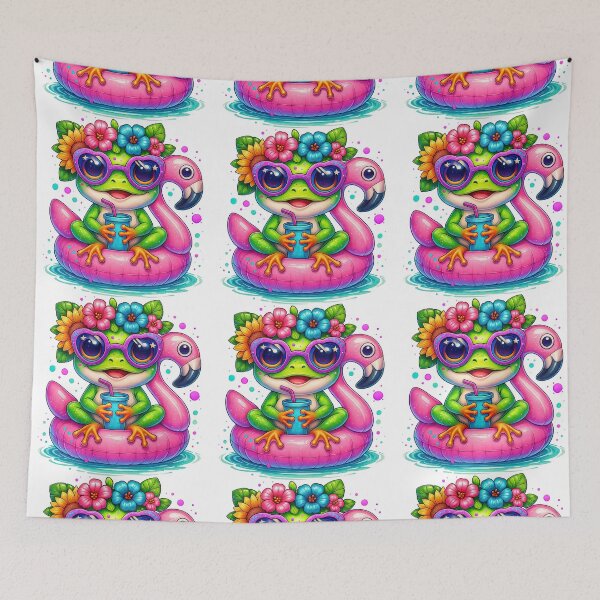 Item preview, Cute Frog with Sunglasses and Flamingo Float Illustration designed and sold by ArtfulWeave.