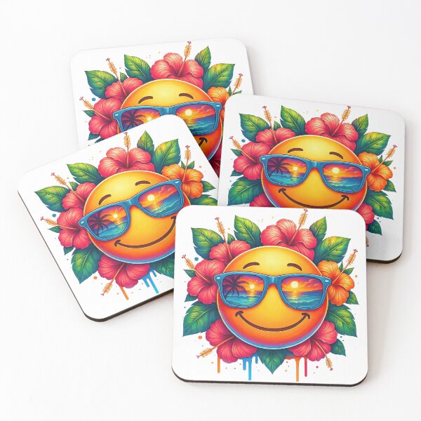 Item preview, Smiling Sun with Tropical Flowers and Sunset Reflection designed and sold by ArtfulWeave.