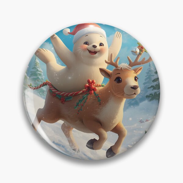 Item preview, Cute Christmas Seal riding a festive Raindeer designed and sold by SealMart.
