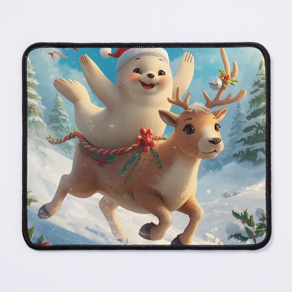 Item preview, Cute Christmas Seal riding a festive Raindeer designed and sold by SealMart.