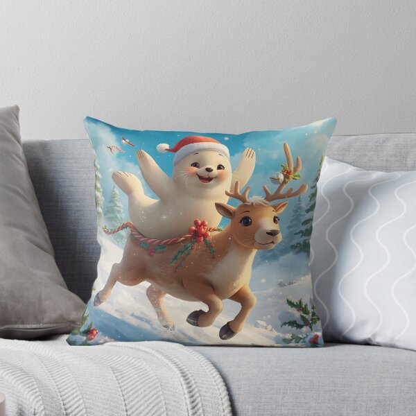 Item preview, Cute Christmas Seal riding a festive Raindeer designed and sold by SealMart.