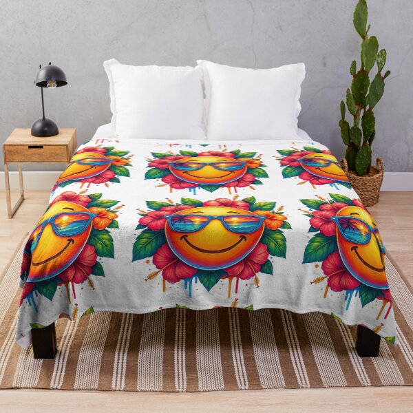 Item preview, Smiling Sun with Tropical Flowers and Sunset Reflection designed and sold by ArtfulWeave.