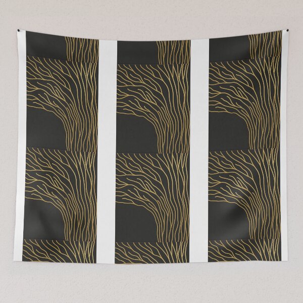 Item preview, Minimalist Gold Line Abstract Art on Black Background designed and sold by ArtfulWeave.
