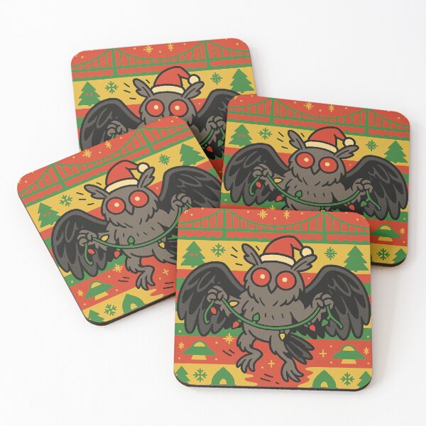 Item preview, Funny Mothman Christmas Fleeing Pun Poster designed and sold by Absurd Cult Co..
