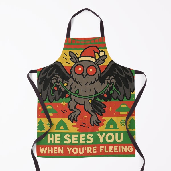Item preview, Funny Mothman Christmas Fleeing Pun Poster designed and sold by Absurd Cult Co..