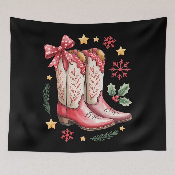 Item preview, Western Christmas Family Pajamas Bow Cowgirl Cowboy Boots designed and sold by blueyeeti.