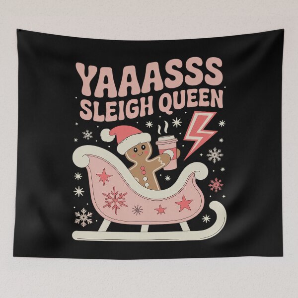 Item preview, Yaaasss Sleigh Queen Sleigh Girl Matching Christmas Pajamas designed and sold by blueyeeti.