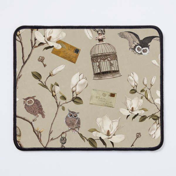 Item preview, Magnolia Grove with Owls in Ecru Beige designed and sold by Delinda Graphic Studio.