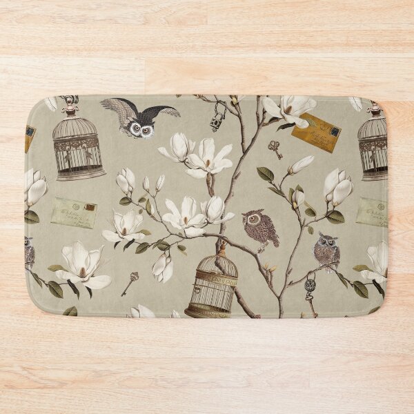 Item preview, Magnolia Grove with Owls in Ecru Beige designed and sold by Delinda Graphic Studio.