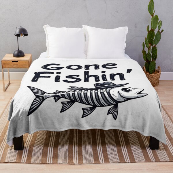 Item preview, Gone Fishin' Skeleton Fish Humor designed and sold by rustyroofco.