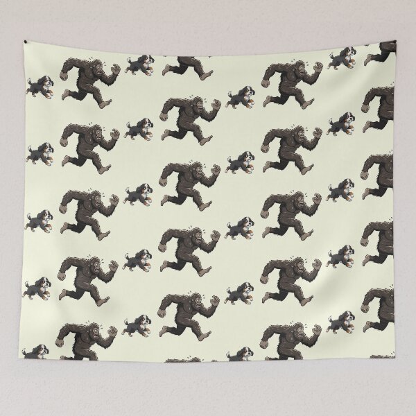 Item preview, Funny Bernedoodle Bigfoot Chasing Boys Girls Kids designed and sold by FurryHavenPH.
