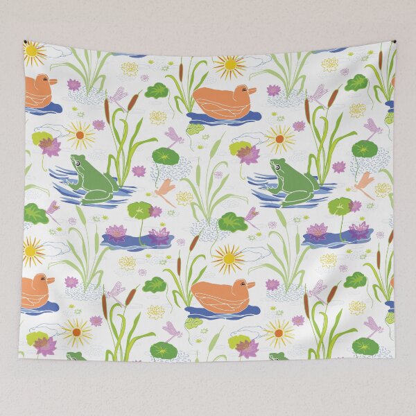 Item preview, Green Frog and Duck Summer Pond  designed and sold by Limolida.