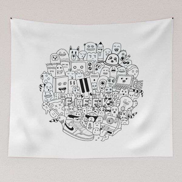 Item preview, Black/white Fleeky Doodle comprising new age Interests  designed and sold by grofith22.