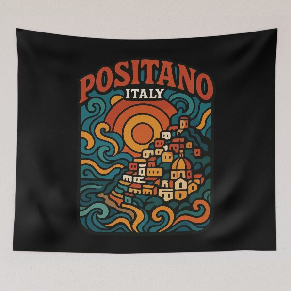 Item preview, Positano Italy Retro Trippy Travel designed and sold by TomFrontierArt.
