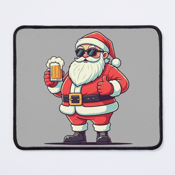 Item preview, Cool Santa with Sunglasses and Beer | Funny Christmas Cartoon Illustration in Retro Vector Style designed and sold by PixelVibe782.