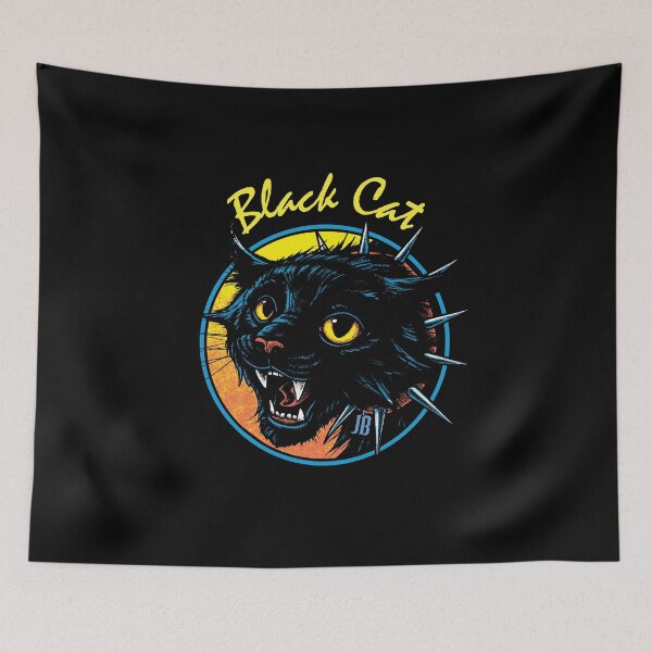 Item preview, Black Cat Hissing and showing Fangs.  Halloween. Witch designed and sold by MissJen.