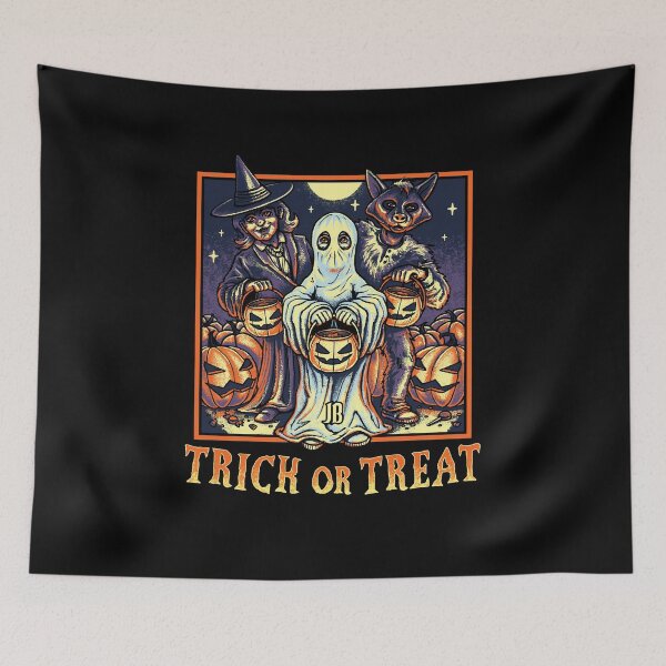 Item preview, Halloween Trick or Treat. Ghost, Witch and Werewolf asking for candy designed and sold by MissJen.
