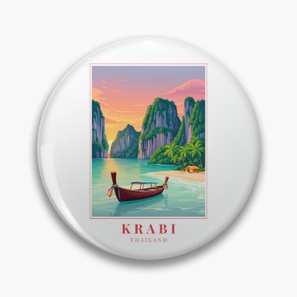 Item preview, Krabi Thailand Illustration – Limestone Karsts, Tropical Beaches & Andaman Wilderness designed and sold by MapMyMiles.