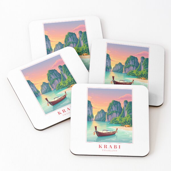 Item preview, Krabi Thailand Illustration – Limestone Karsts, Tropical Beaches & Andaman Wilderness designed and sold by MapMyMiles.
