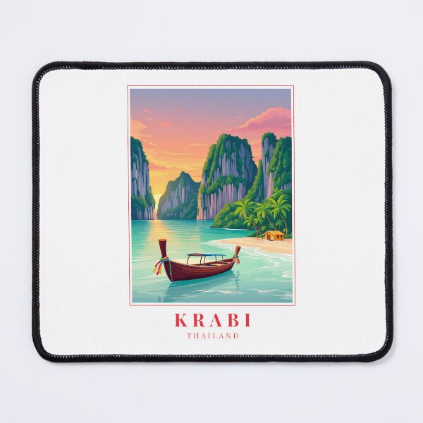 Item preview, Krabi Thailand Illustration – Limestone Karsts, Tropical Beaches & Andaman Wilderness designed and sold by MapMyMiles.