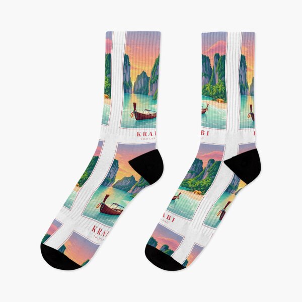 Item preview, Krabi Thailand Illustration – Limestone Karsts, Tropical Beaches & Andaman Wilderness designed and sold by MapMyMiles.