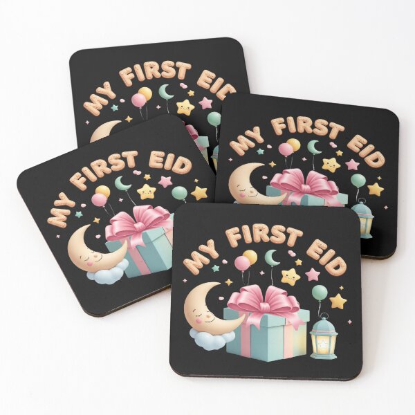 Item preview, "My First Eid" 3D Pastel Gift Box, Moon & Cookie Letters (V.1) designed and sold by D-Islamic.