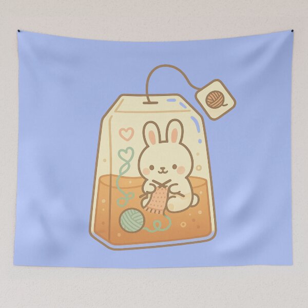 Item preview, Cute bunny knitting in a tea bag  designed and sold by Iail Ioa.