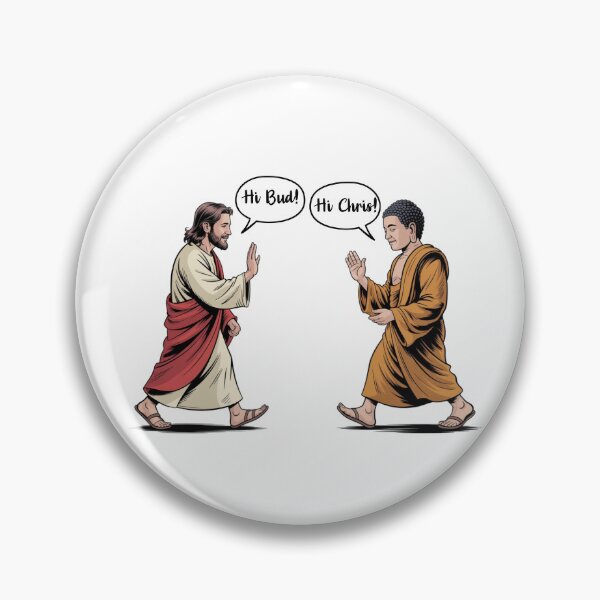 Item preview, Jesus and Buddha Saying Hi – Funny Spiritual Friends Comic Design | ‘Hi Chris!’ ‘Hi Bud!’ designed and sold by ChibiNekoSpace.