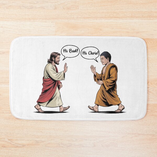 Item preview, Jesus and Buddha Saying Hi – Funny Spiritual Friends Comic Design | ‘Hi Chris!’ ‘Hi Bud!’ designed and sold by ChibiNekoSpace.