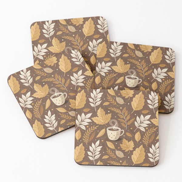 Item preview, Cozy autumnal design with leaves, and coffee designed and sold by Merrylands Artshop.