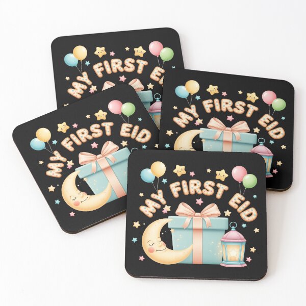 Item preview, "My First Eid" 3D Pastel Gift Box, Moon & Cookie Letters (V.2) designed and sold by D-Islamic.