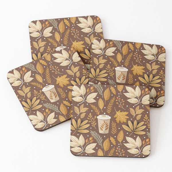 Item preview, Cozy autumnal design with leaves, and coffee designed and sold by Merrylands Artshop.