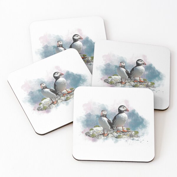 Item preview, ‘Puffin Pals’ A charismatic pair standing guard  designed and sold by Printfantasia .