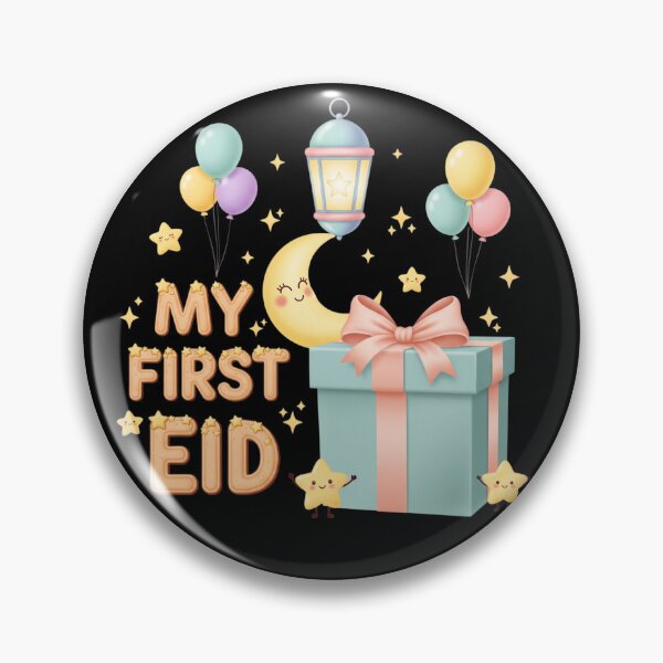 Item preview, "My First Eid" 3D Pastel Gift Box, Moon & Cookie Letters (V.3) designed and sold by D-Islamic.