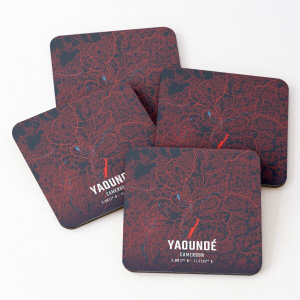 Item preview, Yaoundé Red & Blue Minimalist Map designed and sold by HomeLivingCo.