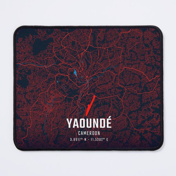 Item preview, Yaoundé Red & Blue Minimalist Map designed and sold by HomeLivingCo.