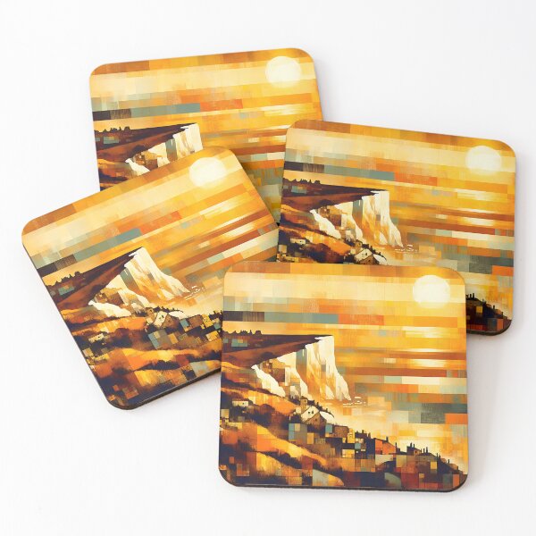 Item preview, Sunrise Over the Jurassic Coast | Geometric Coastal Landscape designed and sold by Stoneflower-Art.