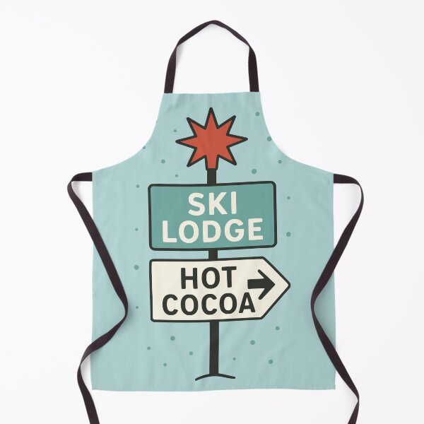 Item preview, Ski Lodge & Hot Cocoa – Winter Retro Signpost Art designed and sold by PrintSmithArt.