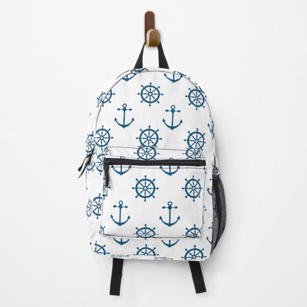 Item preview, Nautical Anchor & Ship Wheel Pattern – Ocean Blue Coastal Design designed and sold by The High Hippo.