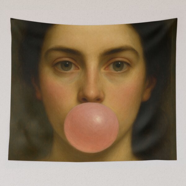 Item preview, Girl With Bubble Gum | Classical Realism Portrait designed and sold by CARRAANN.