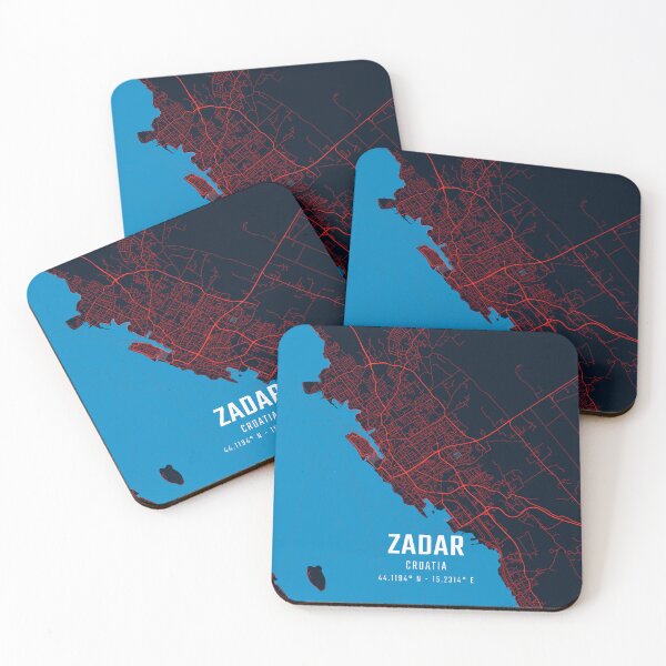 Item preview, Zadar Red & Blue Minimalist Map designed and sold by HomeLivingCo.