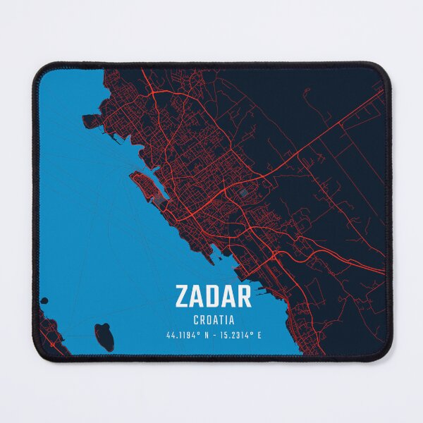 Item preview, Zadar Red & Blue Minimalist Map designed and sold by HomeLivingCo.