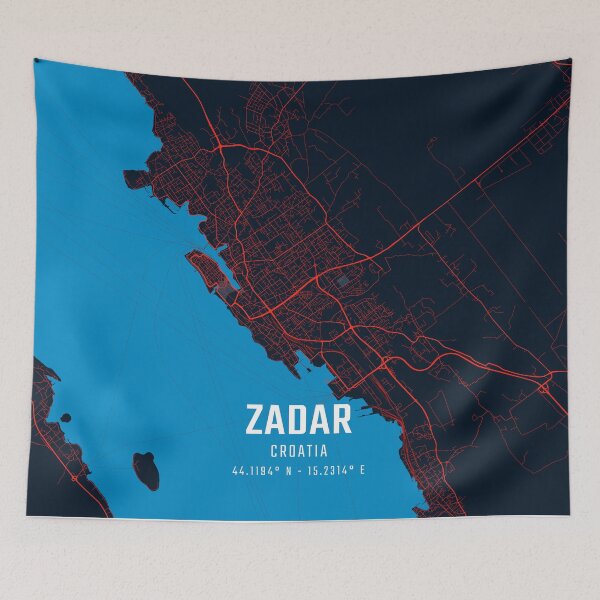 Item preview, Zadar Red & Blue Minimalist Map designed and sold by HomeLivingCo.