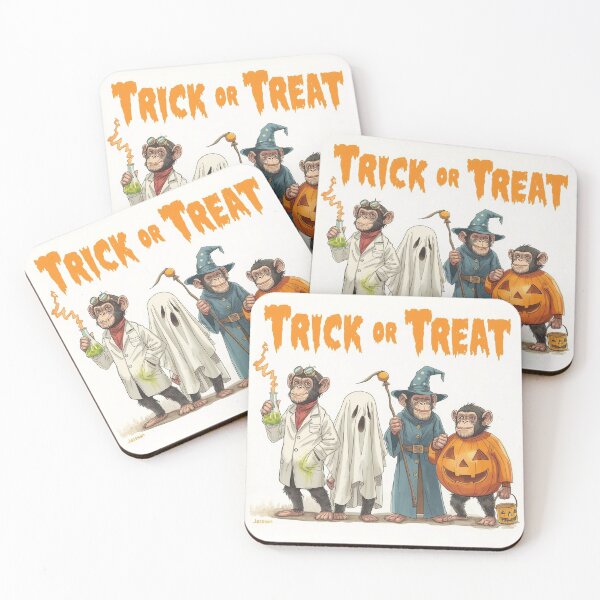 Item preview, Trick or Treat PNG | Funny Chimp Halloween Art | Spooky Cute Jungle Illustration designed and sold by Sidra Official Art.