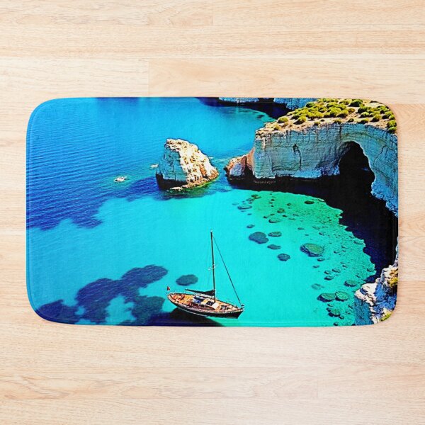 Item preview, Sailboat Cliffside Sanctuary Art designed and sold by Health And Fitness Posts e-Store.