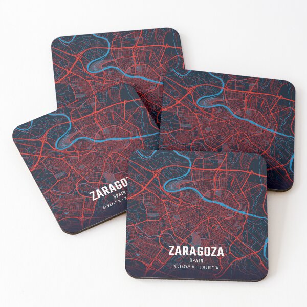 Item preview, Zaragoza Red & Blue Minimalist Map designed and sold by HomeLivingCo.