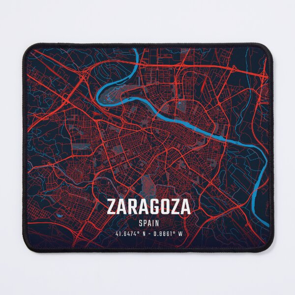 Item preview, Zaragoza Red & Blue Minimalist Map designed and sold by HomeLivingCo.