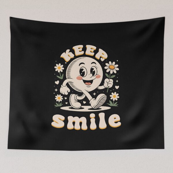 Item preview, Keep Smile Retro Groovy | Vintage Happy Face Mascot & Daisy Flower designed and sold by Optimuz-Dezign.