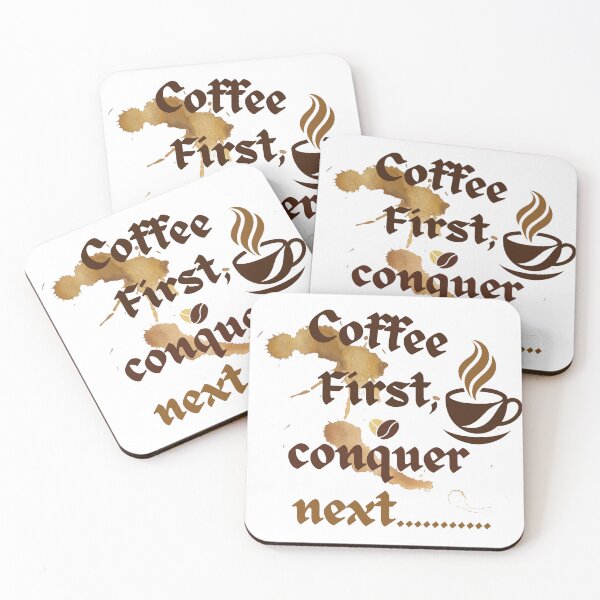 Item preview, Coffee First, Conquer Next: Motivational Coffee Cup Design With Steam, Stains, And Bold Typography designed and sold by Enga6.